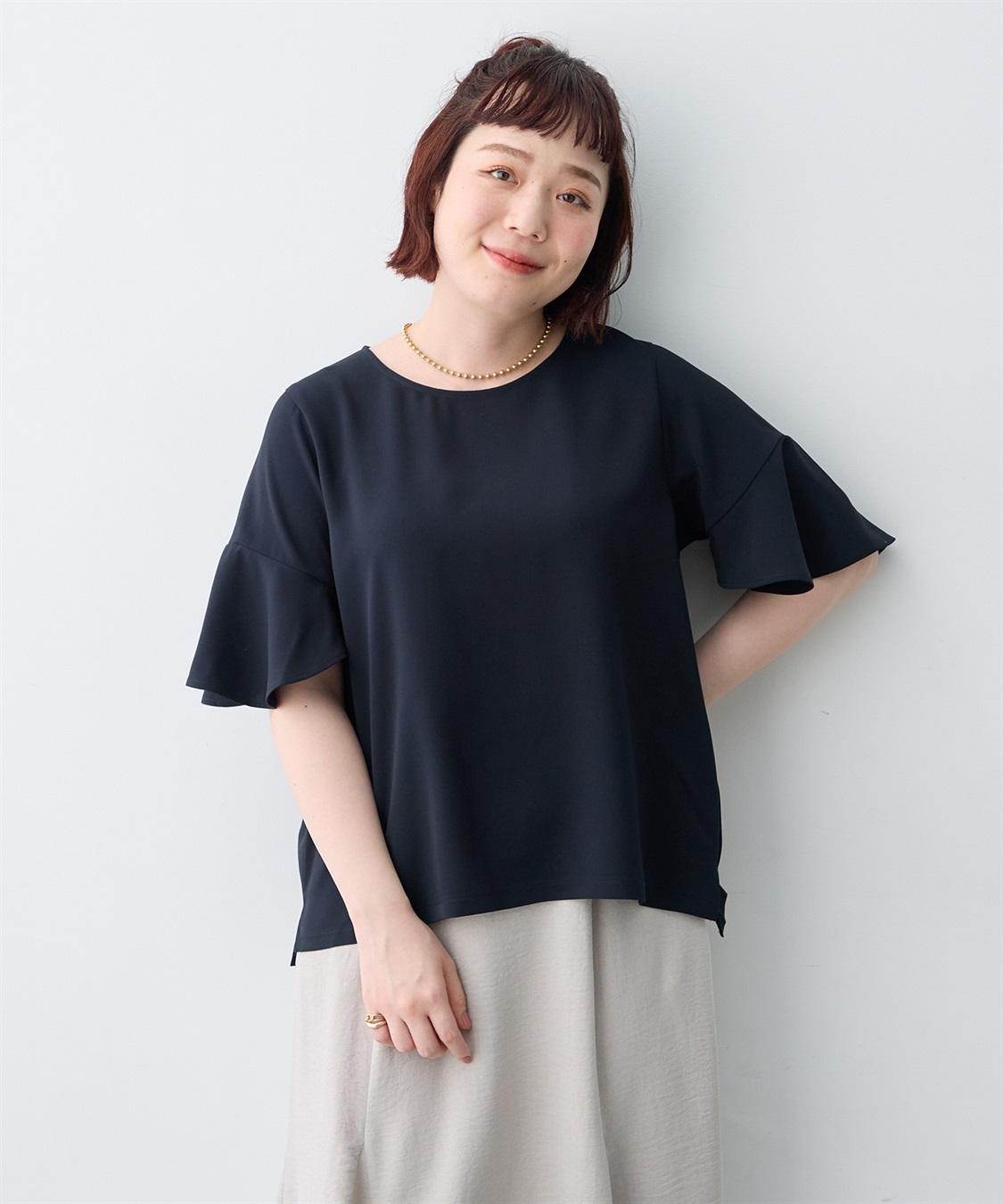 anyfee 【anyfee×HINAコラボ】サマラクすっきりフレアチューリップスリーブブラウス《大きいサイズ》_sub_20