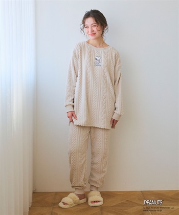 chara station 【PEANUTS/ピーナッツ】SNOOPY/スヌーピー刺繍ケーブルフリース長袖トップス/ルームウェア（上下別売り）_subthumb_28