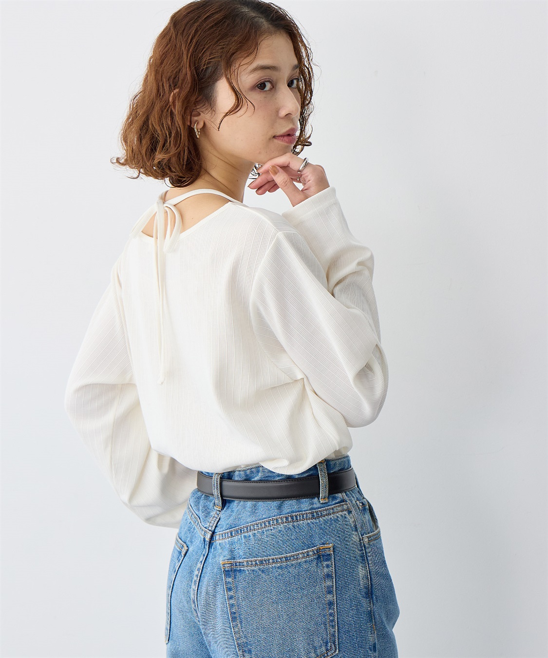 anyfee 【anyfee/大きいサイズ】ホルターネック長袖トップス_sub_2