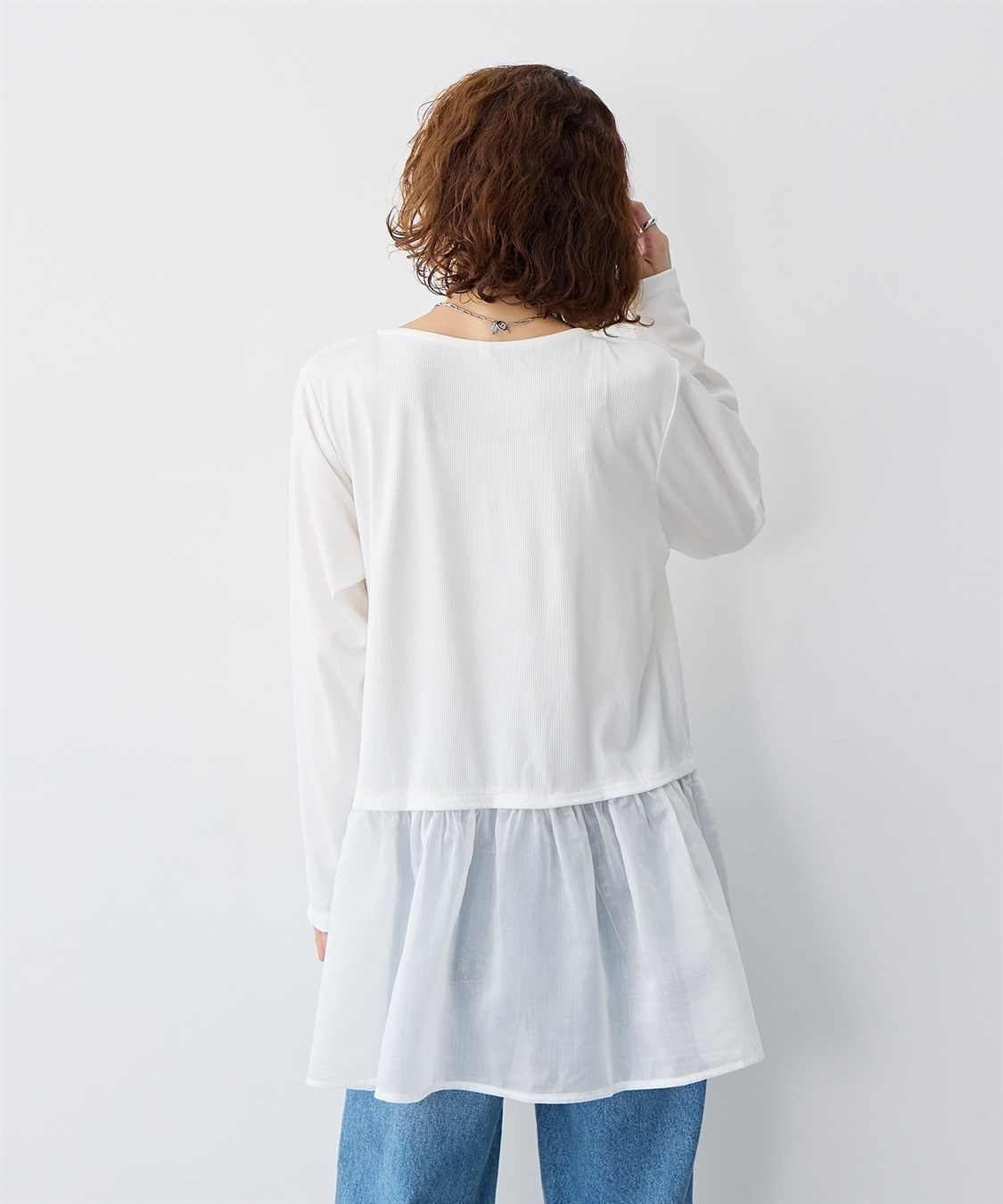 anyfee 【anyfee/大きいサイズ】シアードッキング長袖レイヤードTシャツ/チュニック《ニット別売り》_sub_10