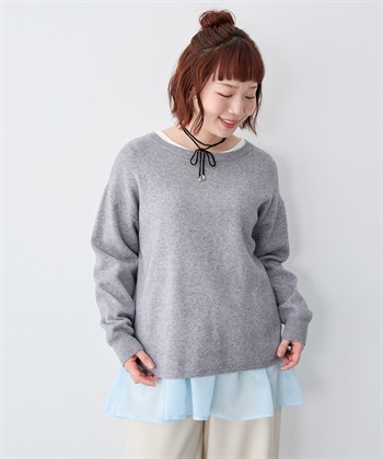 anyfee 【anyfee/大きいサイズ】シアードッキング長袖レイヤードTシャツ/チュニック《ニット別売り》_subthumb_12