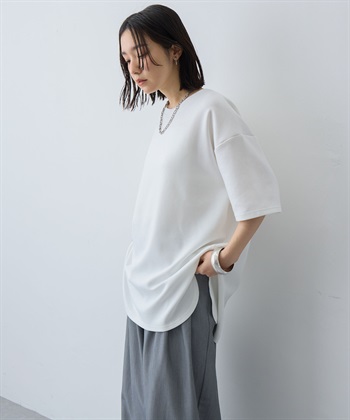 anyfee 【anyfee/大きいサイズ】着てサラなめらかポンチ素材裾ラウンドTシャツ《接触冷感・吸水速乾・UV対策》_subthumb_2