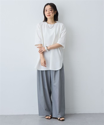 anyfee 【anyfee/大きいサイズ】着てサラなめらかポンチ素材裾ラウンドTシャツ《接触冷感・吸水速乾・UV対策》_subthumb_7