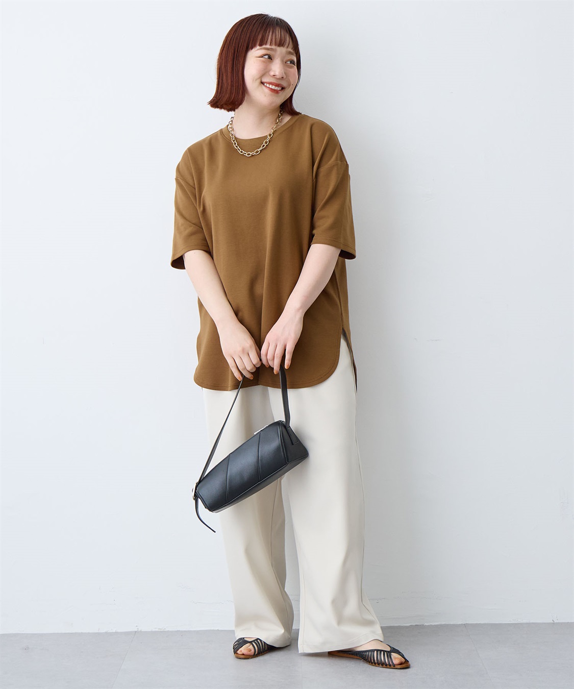anyfee 【anyfee/大きいサイズ】着てサラなめらかポンチ素材裾ラウンドTシャツ《接触冷感・吸水速乾・UV対策》_sub_18