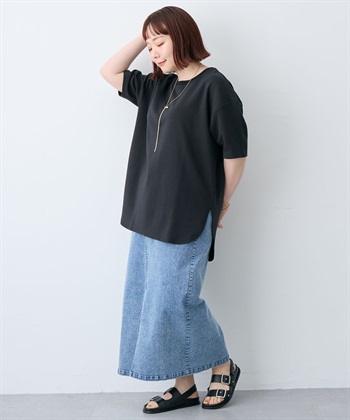 anyfee 【anyfee/大きいサイズ】着てサラなめらかポンチ素材裾ラウンドTシャツ《接触冷感・吸水速乾・UV対策》_subthumb_22