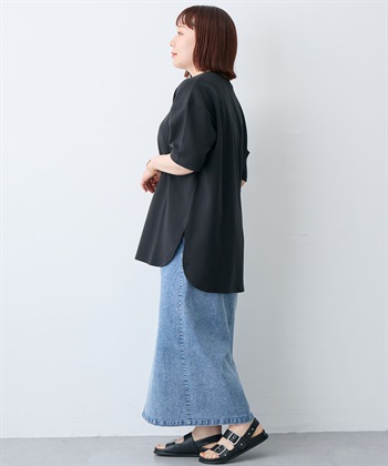 anyfee 【anyfee/大きいサイズ】着てサラなめらかポンチ素材裾ラウンドTシャツ《接触冷感・吸水速乾・UV対策》_subthumb_23
