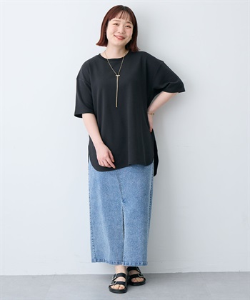 anyfee 【anyfee/大きいサイズ】着てサラなめらかポンチ素材裾ラウンドTシャツ《接触冷感・吸水速乾・UV対策》_subthumb_24