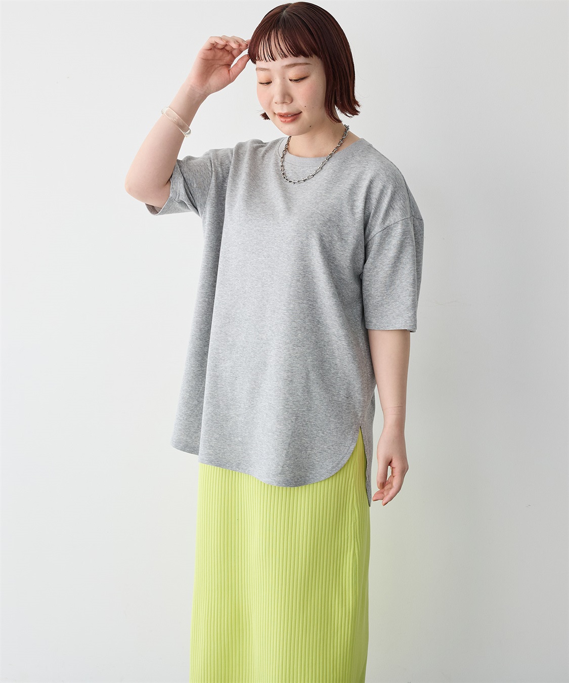 anyfee 【anyfee/大きいサイズ】着てサラなめらかポンチ素材裾ラウンドTシャツ《接触冷感・吸水速乾・UV対策》_sub_28