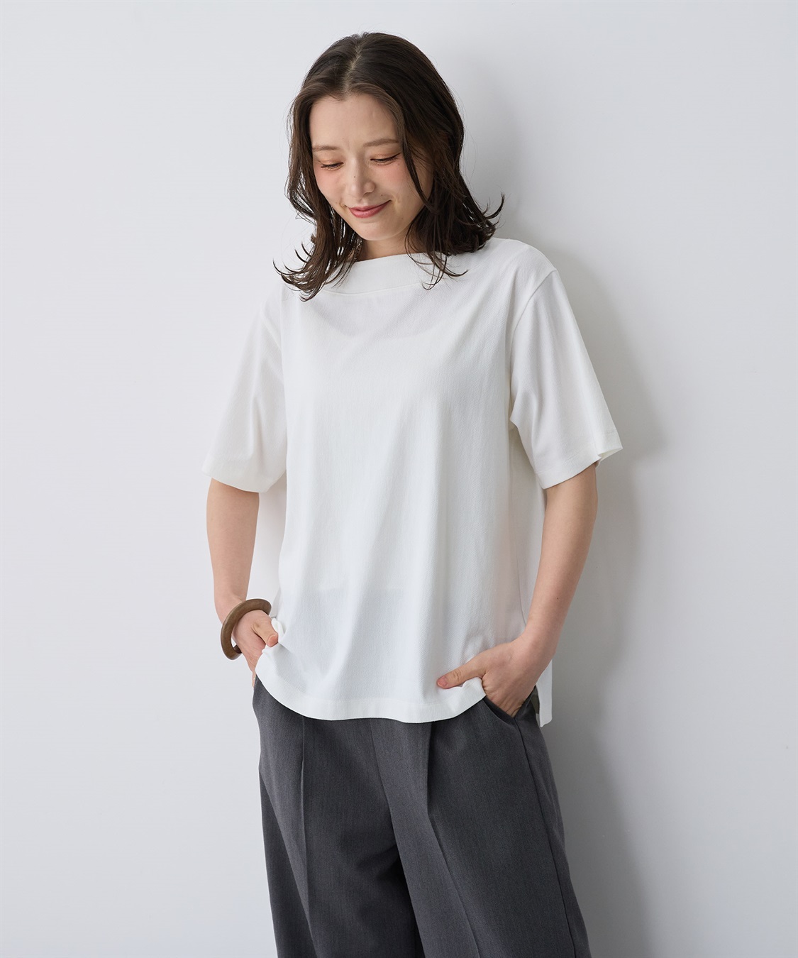 anyfee 【anyfee/プラスサイズ】接触冷感・ボートネックTシャツ_sub_1