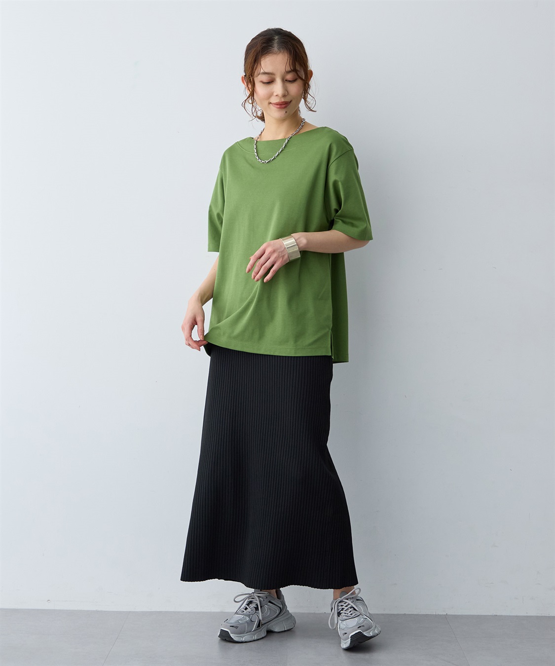 anyfee 【anyfee/大きいサイズ】着てサラ汗じみ防止ボートネックTシャツ《接触冷感・吸水速乾》（2026SS）_sub_7