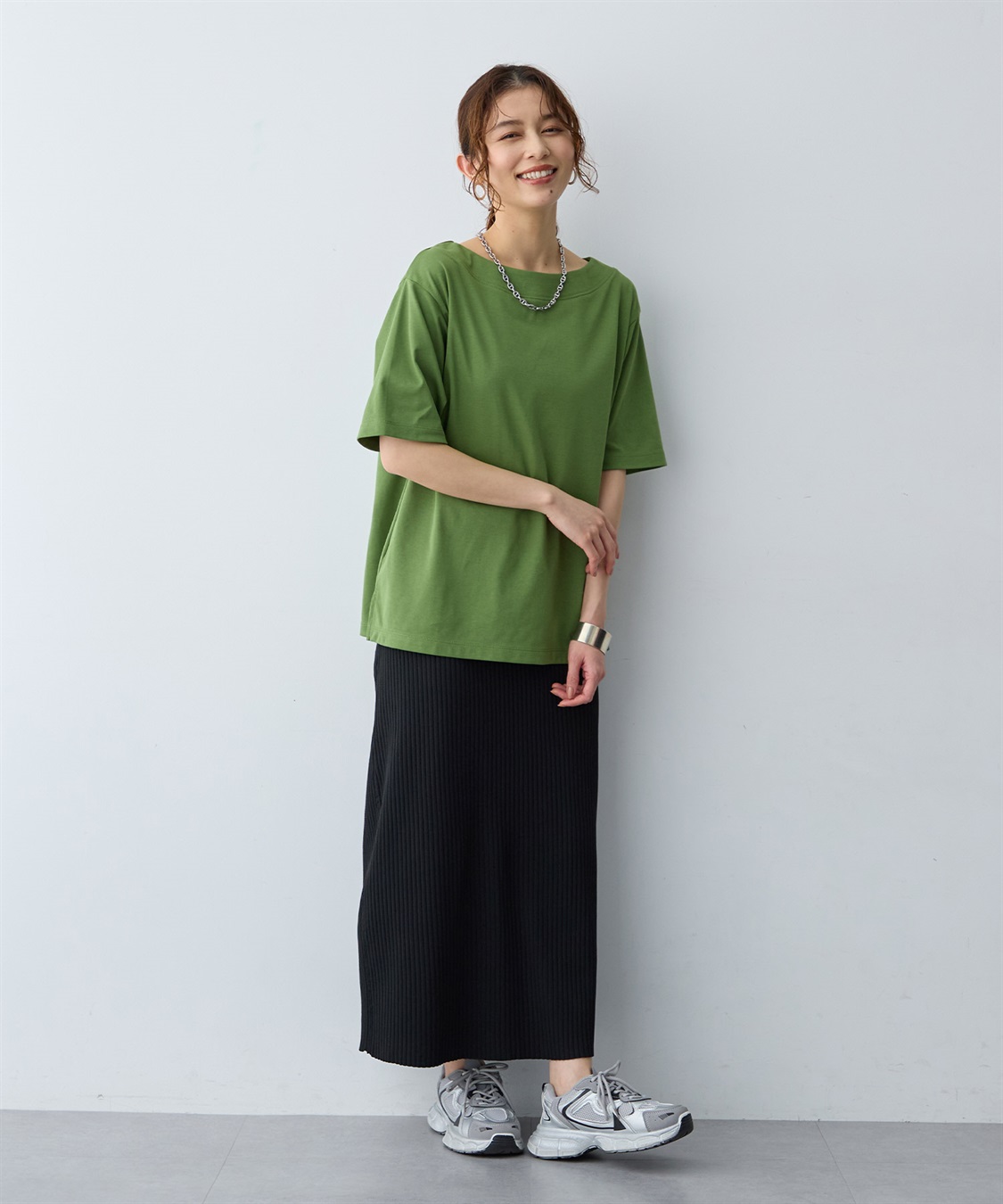 anyfee 【anyfee/大きいサイズ】着てサラ汗じみ防止ボートネックTシャツ《接触冷感・吸水速乾》（2026SS）_sub_8