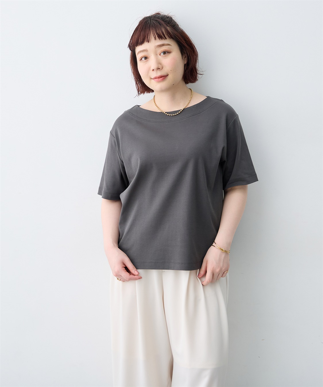 anyfee 【anyfee/大きいサイズ】着てサラ汗じみ防止ボートネックTシャツ《接触冷感・吸水速乾》（2026SS）_sub_22