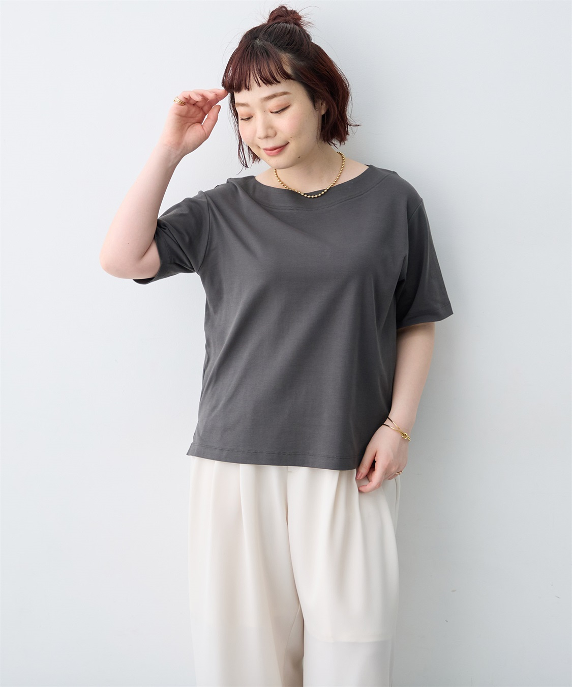 anyfee 【anyfee/大きいサイズ】着てサラ汗じみ防止ボートネックTシャツ《接触冷感・吸水速乾》（2026SS）_sub_23