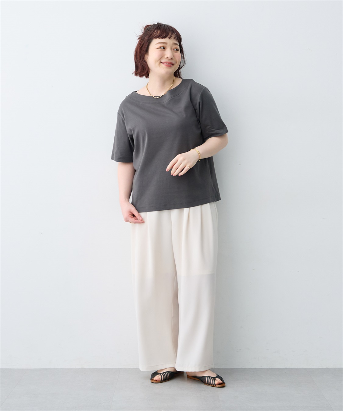 anyfee 【anyfee/大きいサイズ】着てサラ汗じみ防止ボートネックTシャツ《接触冷感・吸水速乾》（2026SS）_sub_24