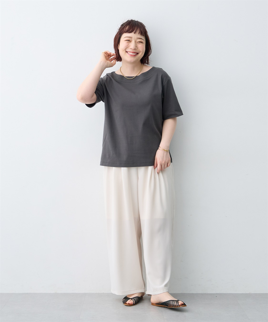 anyfee 【anyfee/大きいサイズ】着てサラ汗じみ防止ボートネックTシャツ《接触冷感・吸水速乾》（2026SS）_sub_25