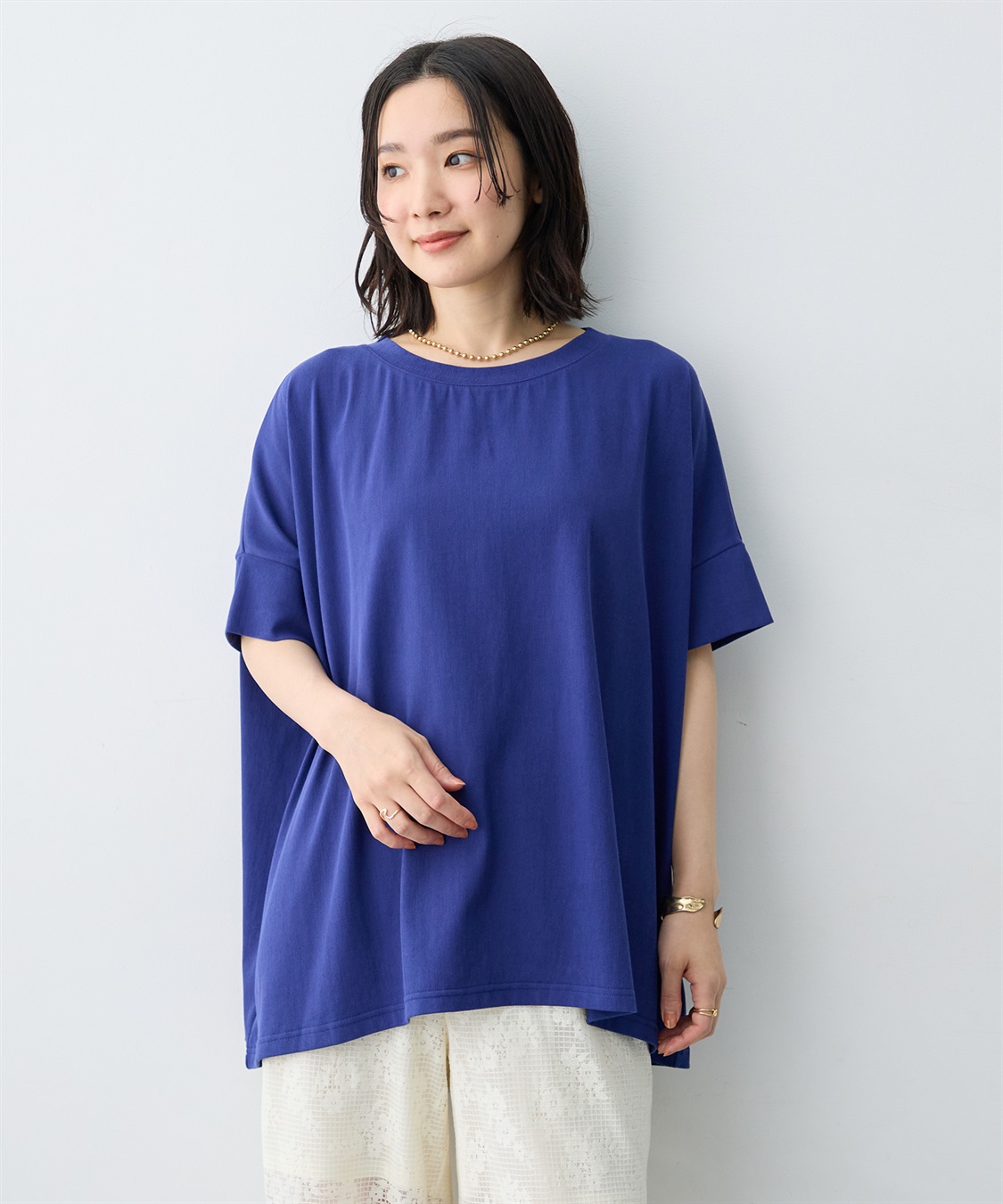 anyfee 【anyfee/大きいサイズ】着てサラバックタックフレアTシャツ/チュニック《接触冷感・UVカット》_sub_6