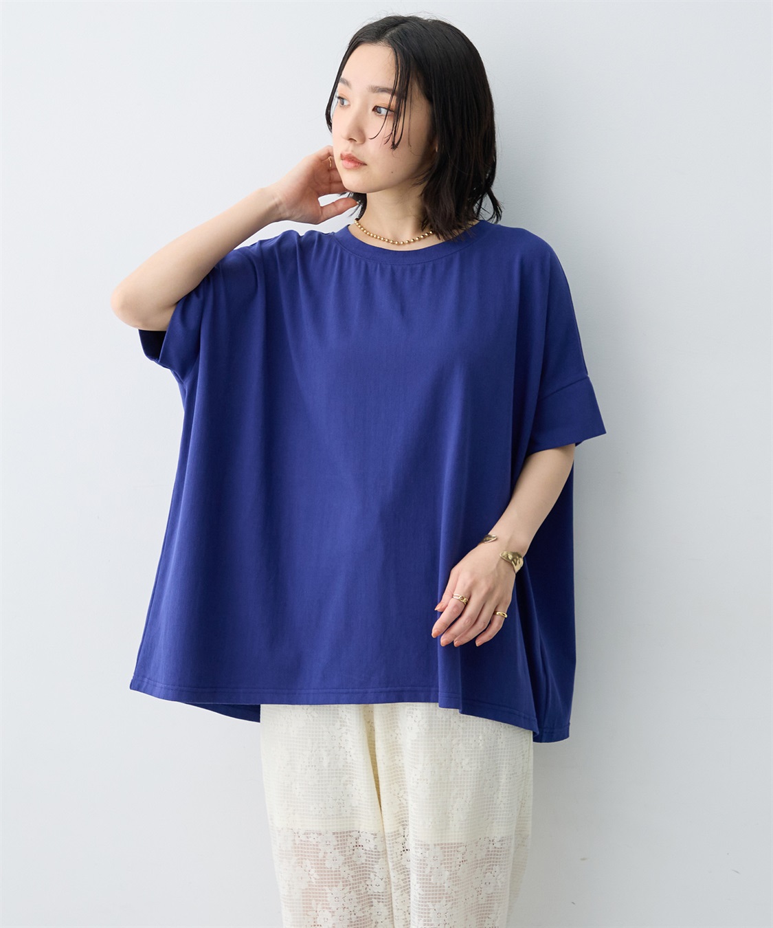 anyfee 【anyfee/大きいサイズ】着てサラバックタックフレアTシャツ/チュニック《接触冷感・UVカット》_sub_7