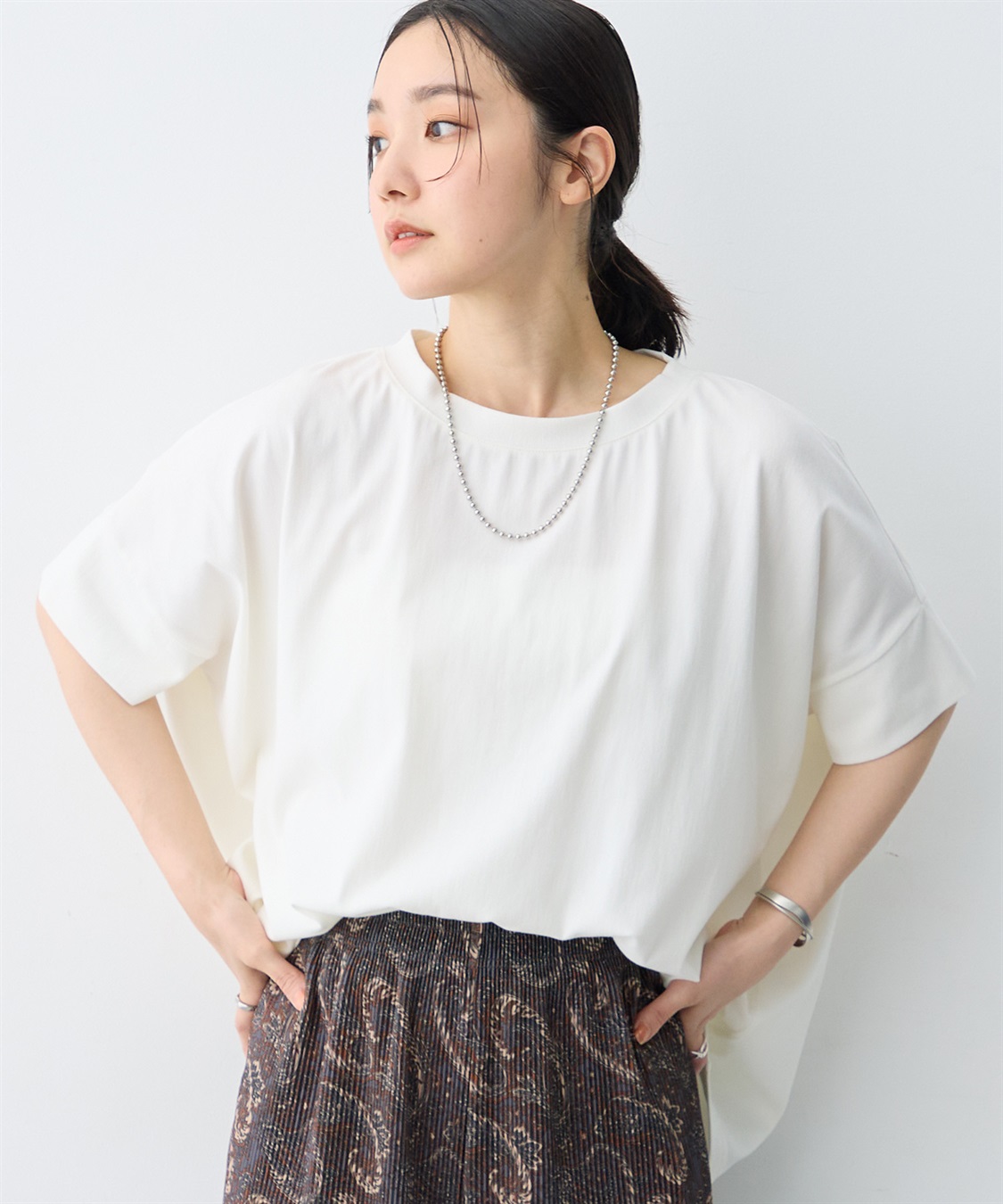 anyfee 【anyfee/大きいサイズ】着てサラバックタックフレアTシャツ/チュニック《接触冷感・UVカット》_sub_16