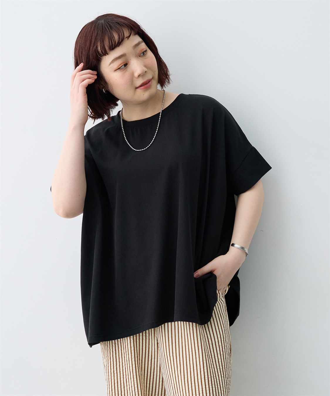 anyfee 【anyfee/大きいサイズ】着てサラバックタックフレアTシャツ/チュニック《接触冷感・UVカット》_sub_20