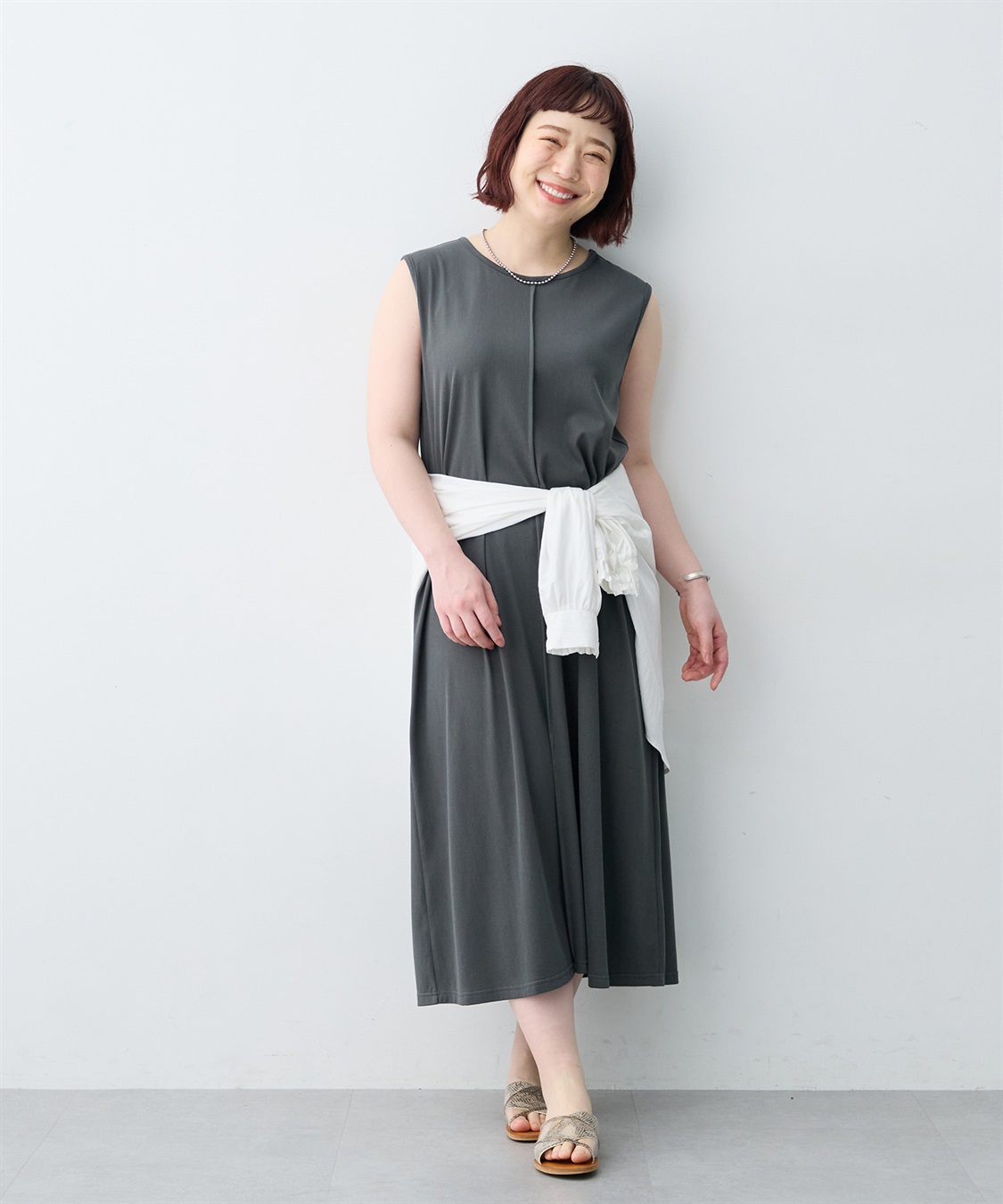 anyfee 【anyfee/大きいサイズ】接触冷感・多機能ベーシックノースリーブAラインワンピース《接触冷感・UVカット》_sub_12