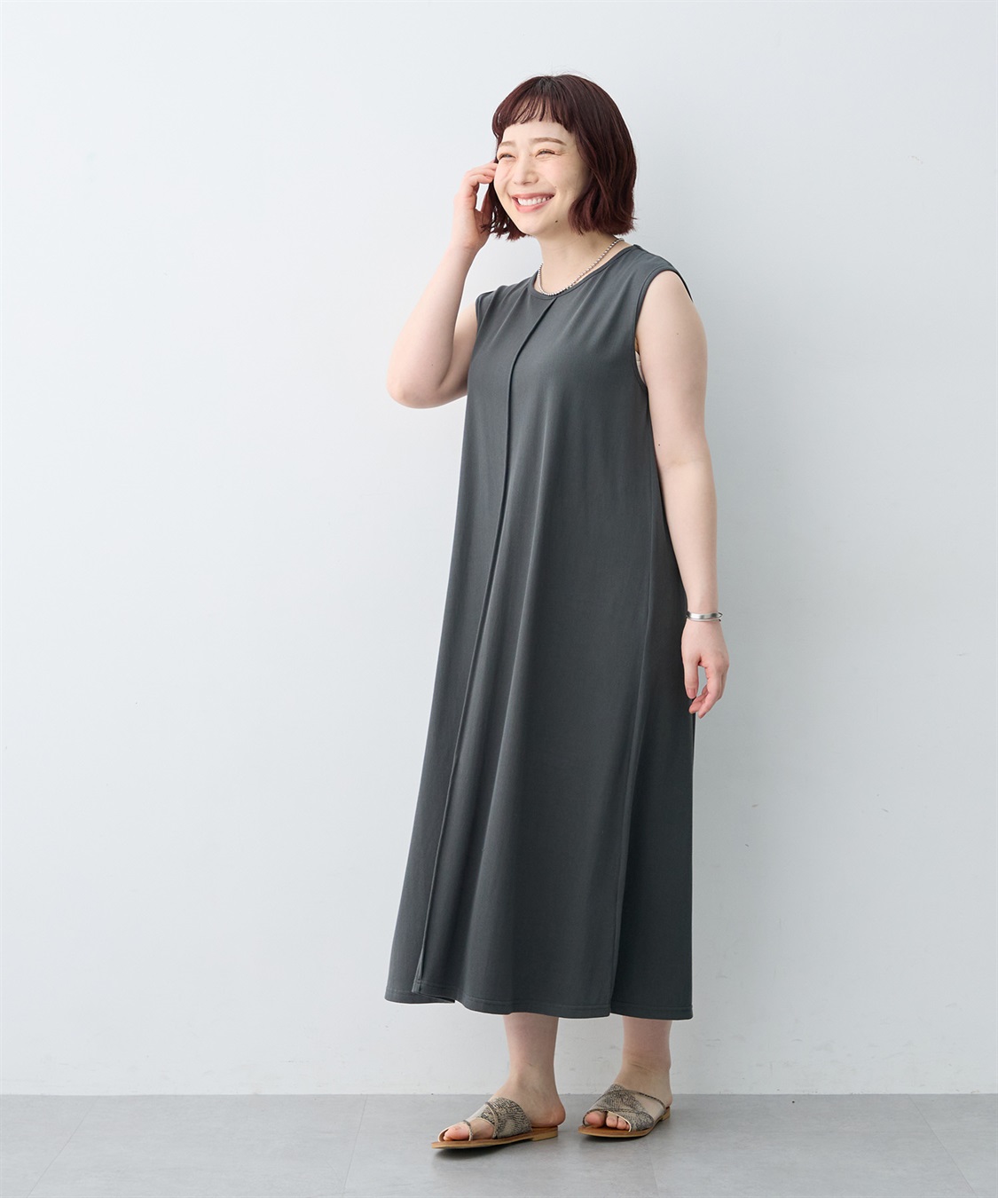 anyfee 【anyfee/大きいサイズ】接触冷感・多機能ベーシックノースリーブAラインワンピース《接触冷感・UVカット》_sub_15