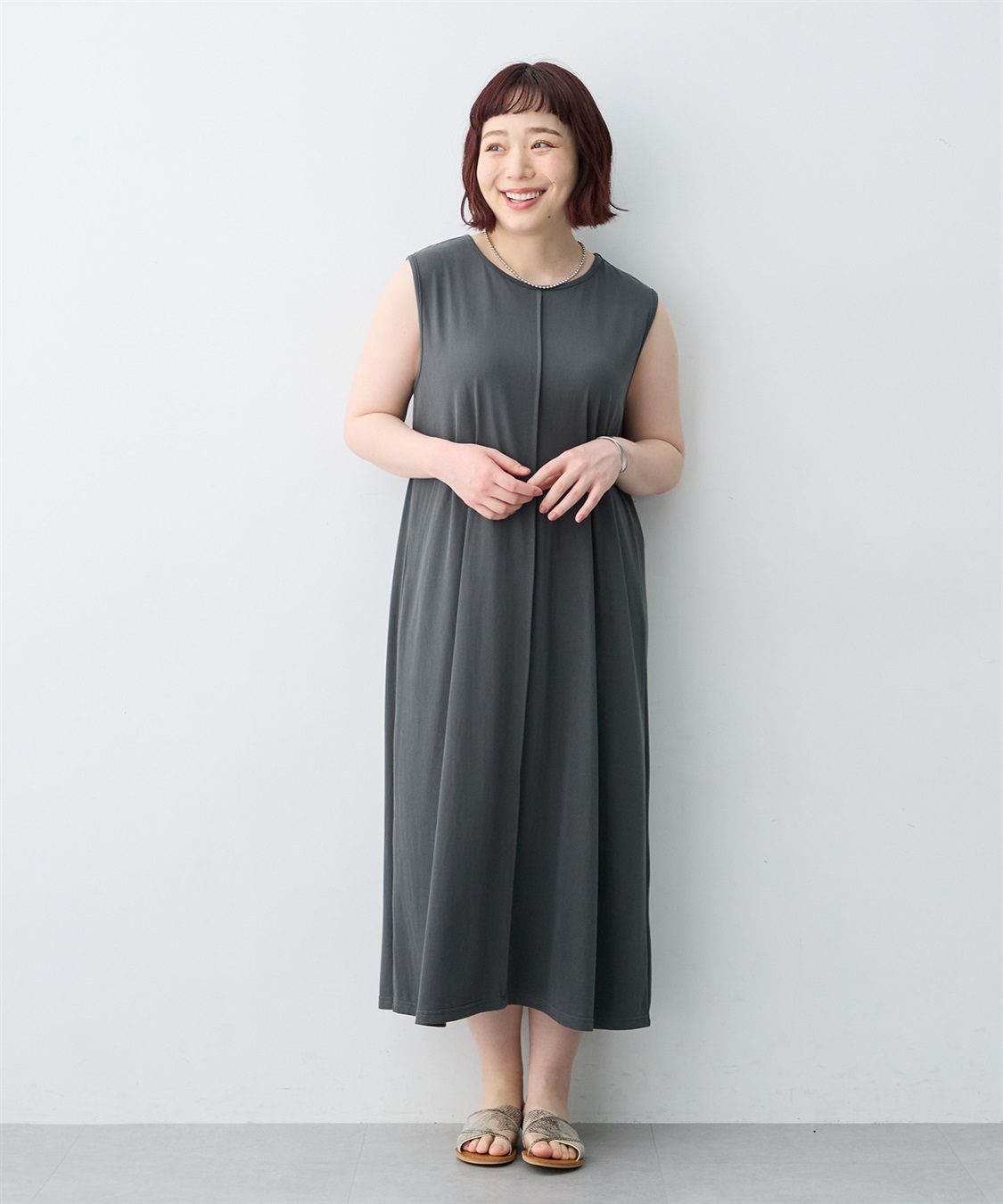 anyfee 【anyfee/大きいサイズ】接触冷感・多機能ベーシックノースリーブAラインワンピース《接触冷感・UVカット》_sub_18