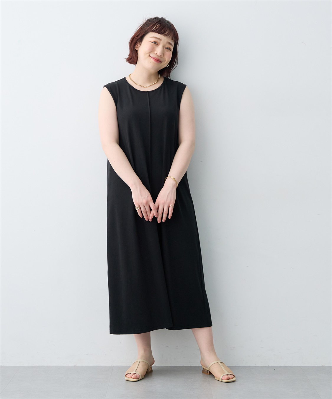 anyfee 【anyfee/大きいサイズ】接触冷感・多機能ベーシックノースリーブAラインワンピース《接触冷感・UVカット》_sub_22