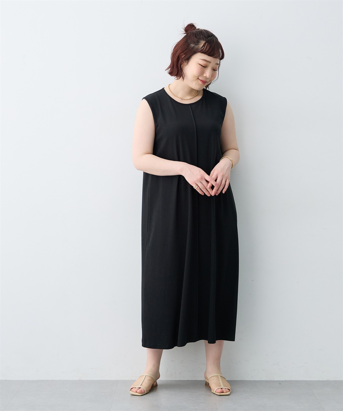 anyfee 【anyfee/大きいサイズ】接触冷感・多機能ベーシックノースリーブAラインワンピース《接触冷感・UVカット》_sub_27