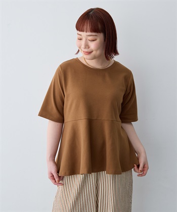 anyfee 【anyfee/大きいサイズ】着てサラなめらかポンチ素材ペプラムトップス/半袖Tシャツ《接触冷感・吸水速乾・UV対策》_subthumb_3