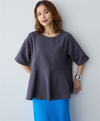 anyfee 【anyfee/大きいサイズ】着てサラなめらかポンチ素材ペプラムトップス/半袖Tシャツ《接触冷感・吸水速乾・UV対策》_subthumb_5
