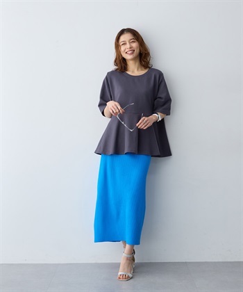 anyfee 【anyfee/大きいサイズ】着てサラなめらかポンチ素材ペプラムトップス/半袖Tシャツ《接触冷感・吸水速乾・UV対策》_subthumb_8
