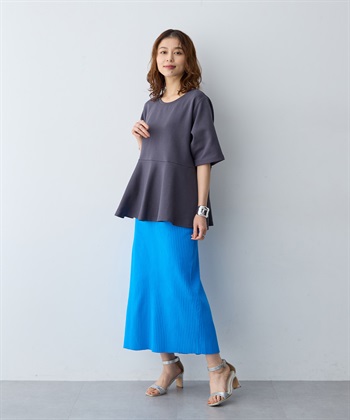 anyfee 【anyfee/大きいサイズ】着てサラなめらかポンチ素材ペプラムトップス/半袖Tシャツ《接触冷感・吸水速乾・UV対策》_subthumb_9