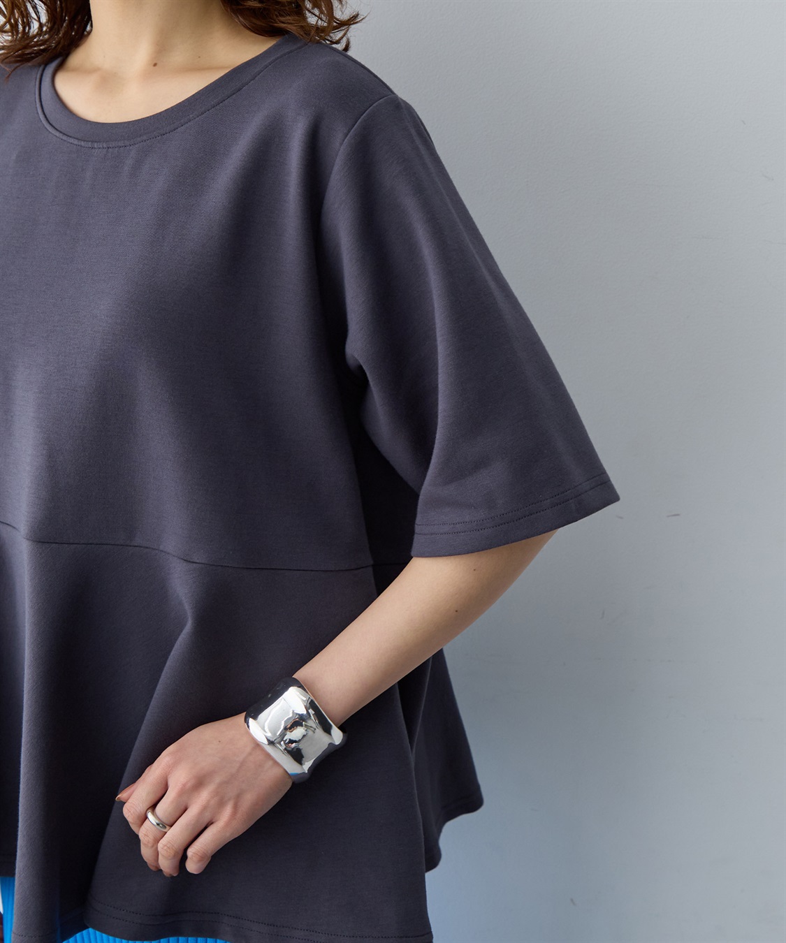 anyfee 【anyfee/大きいサイズ】着てサラなめらかポンチ素材ペプラムトップス/半袖Tシャツ《接触冷感・吸水速乾・UV対策》_sub_11