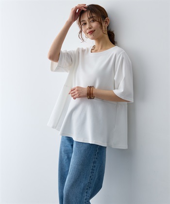 anyfee 【anyfee/大きいサイズ】着てサラなめらかポンチ素材ペプラムトップス/半袖Tシャツ《接触冷感・吸水速乾・UV対策》_subthumb_14