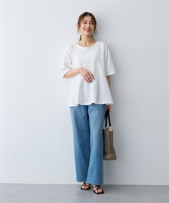 anyfee 【anyfee/大きいサイズ】着てサラなめらかポンチ素材ペプラムトップス/半袖Tシャツ《接触冷感・吸水速乾・UV対策》_subthumb_17