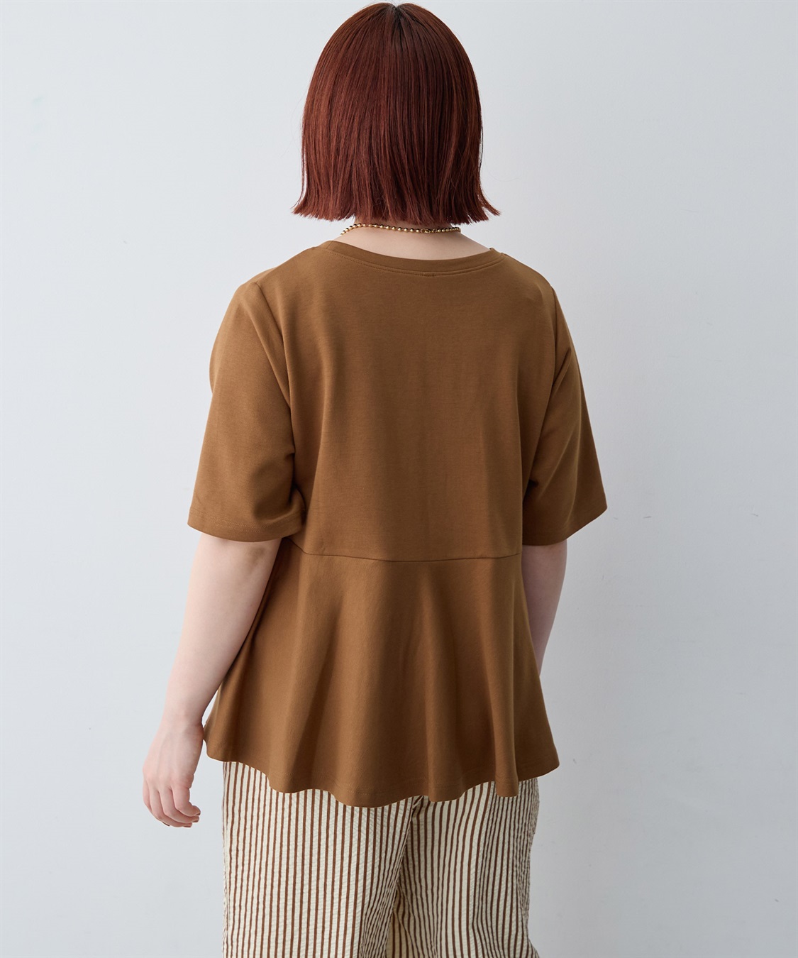 anyfee 【anyfee/大きいサイズ】着てサラなめらかポンチ素材ペプラムトップス/半袖Tシャツ《接触冷感・吸水速乾・UV対策》_sub_21