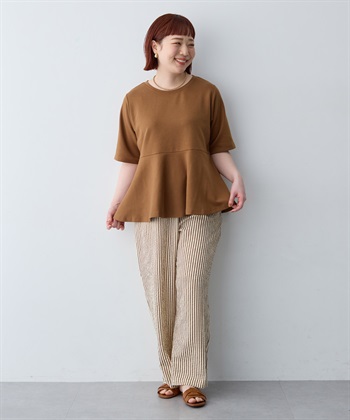anyfee 【anyfee/大きいサイズ】着てサラなめらかポンチ素材ペプラムトップス/半袖Tシャツ《接触冷感・吸水速乾・UV対策》_subthumb_22