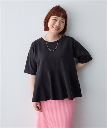 anyfee 【anyfee/大きいサイズ】着てサラなめらかポンチ素材ペプラムトップス/半袖Tシャツ《接触冷感・吸水速乾・UV対策》_subthumb_25