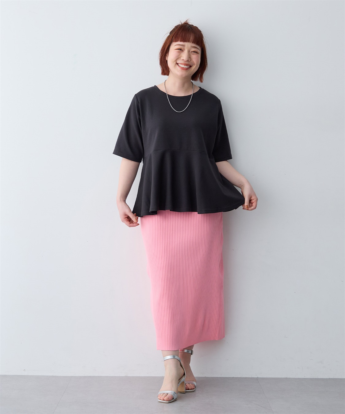 anyfee 【anyfee/大きいサイズ】着てサラなめらかポンチ素材ペプラムトップス/半袖Tシャツ《接触冷感・吸水速乾・UV対策》_sub_27