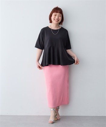 anyfee 【anyfee/大きいサイズ】着てサラなめらかポンチ素材ペプラムトップス/半袖Tシャツ《接触冷感・吸水速乾・UV対策》_subthumb_27