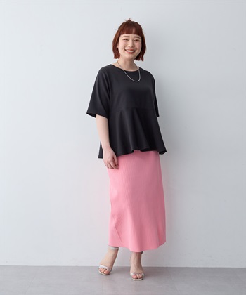 anyfee 【anyfee/大きいサイズ】着てサラなめらかポンチ素材ペプラムトップス/半袖Tシャツ《接触冷感・吸水速乾・UV対策》_subthumb_28