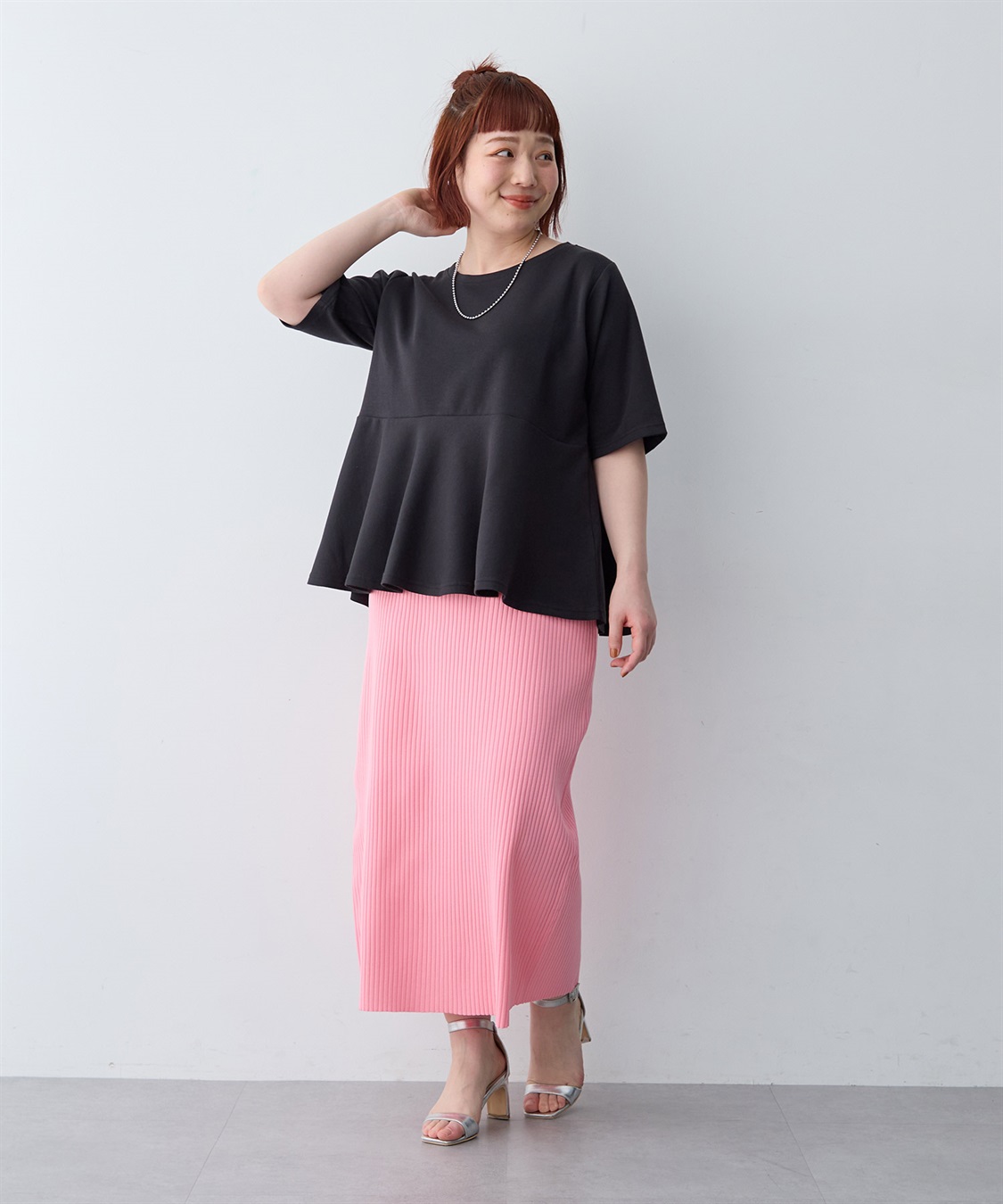 anyfee 【anyfee/大きいサイズ】着てサラなめらかポンチ素材ペプラムトップス/半袖Tシャツ《接触冷感・吸水速乾・UV対策》_sub_29