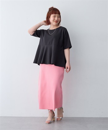 anyfee 【anyfee/大きいサイズ】着てサラなめらかポンチ素材ペプラムトップス/半袖Tシャツ《接触冷感・吸水速乾・UV対策》_subthumb_29