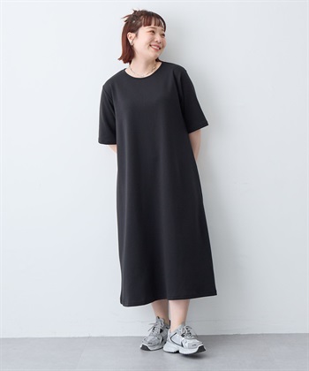 anyfee 【anyfee/大きいサイズ】着てサラなめらかポンチ素材Aラインワンピース/半袖Tシャツワンピース《接触冷感・吸水速乾・UV対策》_subthumb_1
