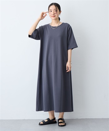 anyfee 【anyfee/大きいサイズ】着てサラなめらかポンチ素材Aラインワンピース/半袖Tシャツワンピース《接触冷感・吸水速乾・UV対策》_subthumb_5