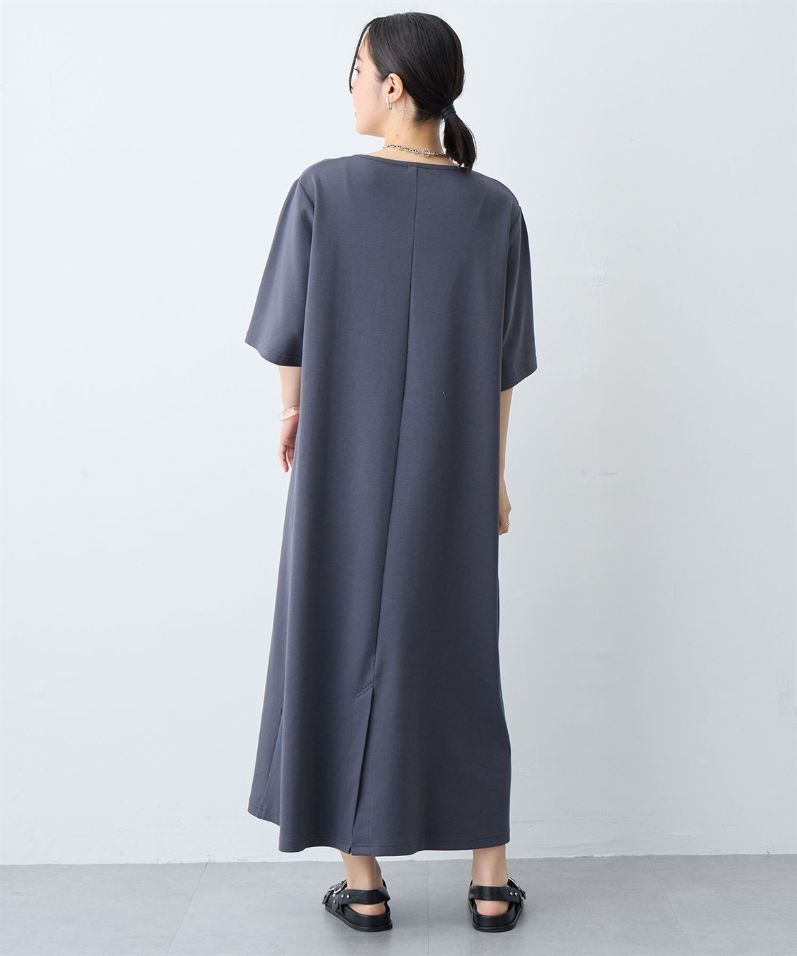 anyfee 【anyfee/大きいサイズ】着てサラなめらかポンチ素材Aラインワンピース/半袖Tシャツワンピース《接触冷感・吸水速乾・UV対策》_sub_6