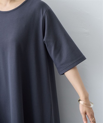 anyfee 【anyfee/大きいサイズ】着てサラなめらかポンチ素材Aラインワンピース/半袖Tシャツワンピース《接触冷感・吸水速乾・UV対策》_subthumb_9