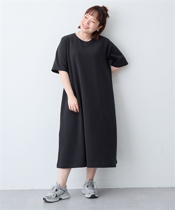 anyfee 【anyfee/大きいサイズ】着てサラなめらかポンチ素材Aラインワンピース/半袖Tシャツワンピース《接触冷感・吸水速乾・UV対策》_subthumb_11