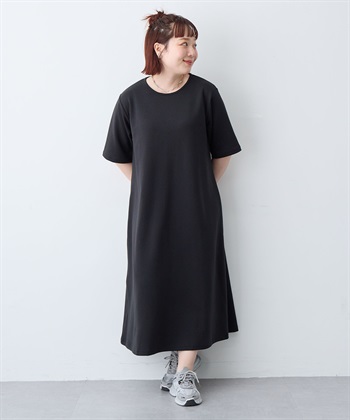 anyfee 【anyfee/大きいサイズ】着てサラなめらかポンチ素材Aラインワンピース/半袖Tシャツワンピース《接触冷感・吸水速乾・UV対策》_subthumb_12