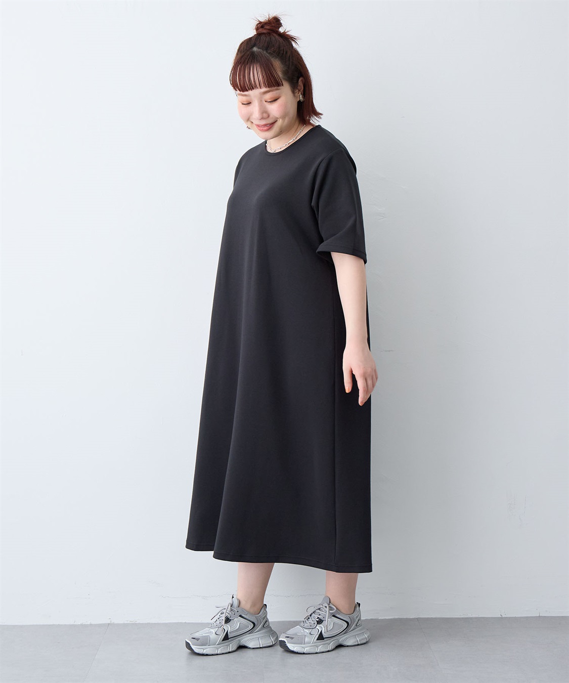 anyfee 【anyfee/大きいサイズ】着てサラなめらかポンチ素材Aラインワンピース/半袖Tシャツワンピース《接触冷感・吸水速乾・UV対策》_sub_13